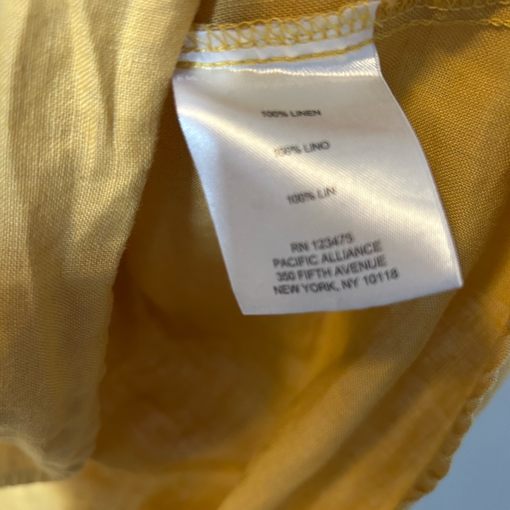 Ellen Tracy Mustard Linen Yellow Tunic Top (size tag missing - M) - Picture 5 of 5